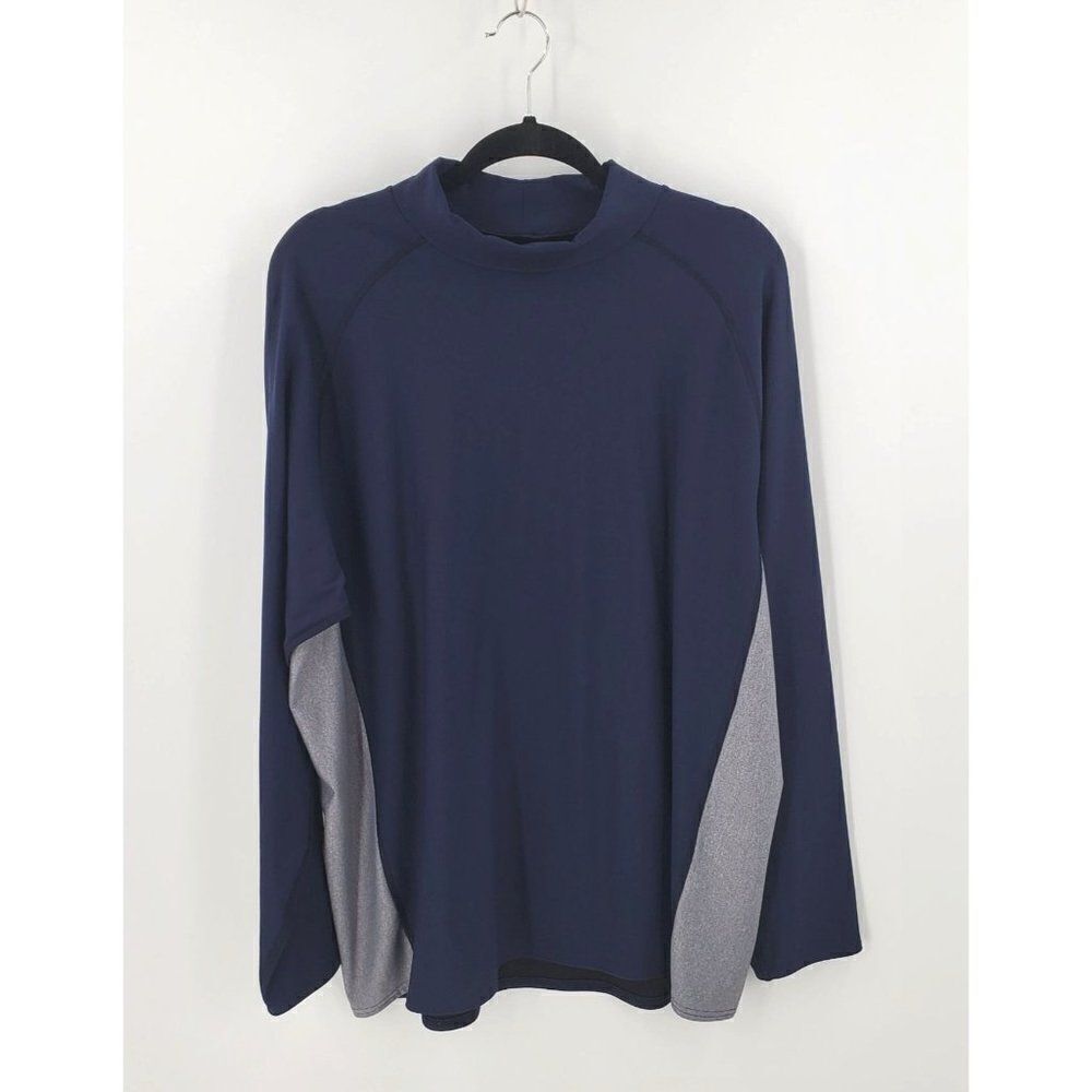 Reebok Mens Shirt 2XL Long Sleeve Pullover Mock Neck Blue Grey